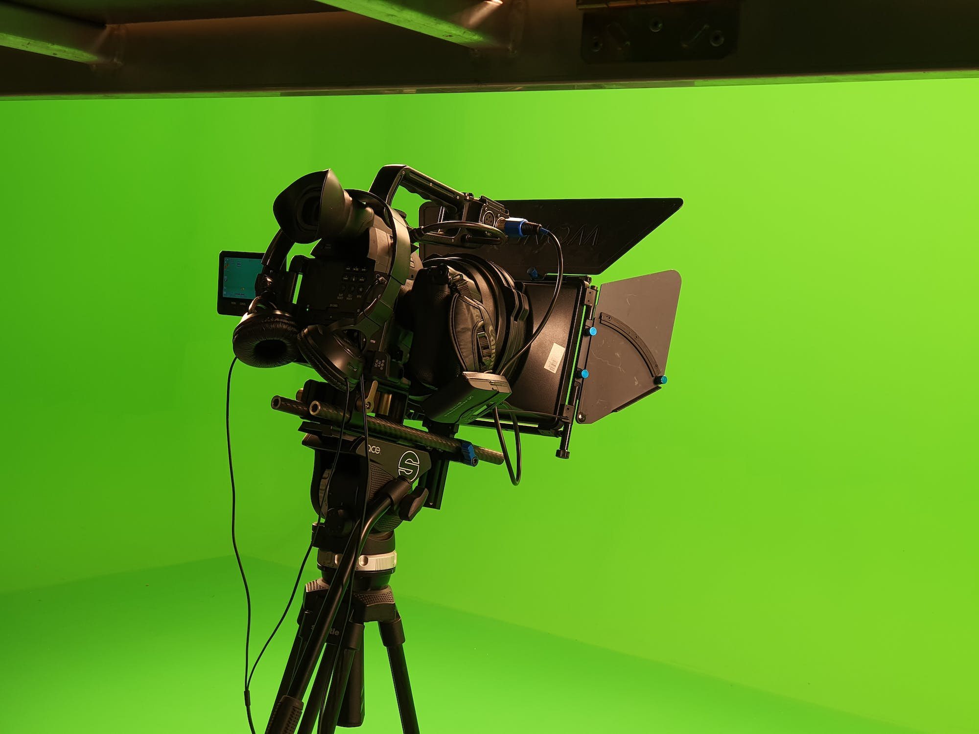Professional green-screen interview setup in a Melbourne office